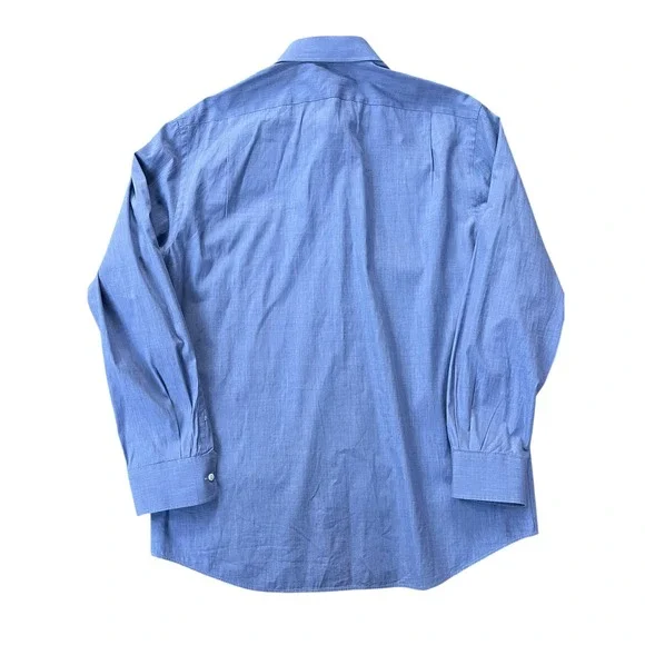 Ralph Lauren Purple Label Dress Shirt‎ Long Sleeve Blue Cotton Blend, Size 17